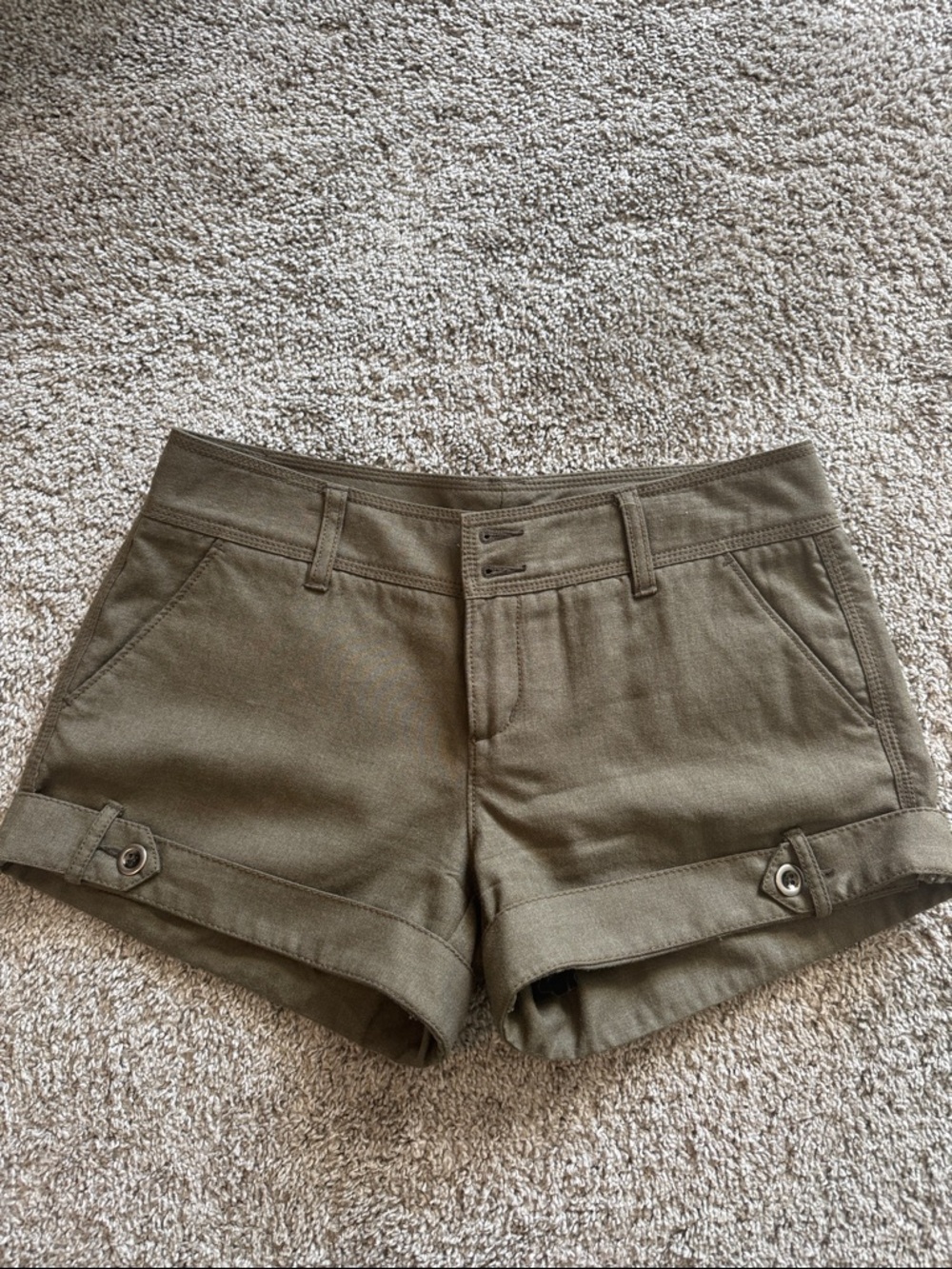Free People Olive Utility Cuffed Shorts